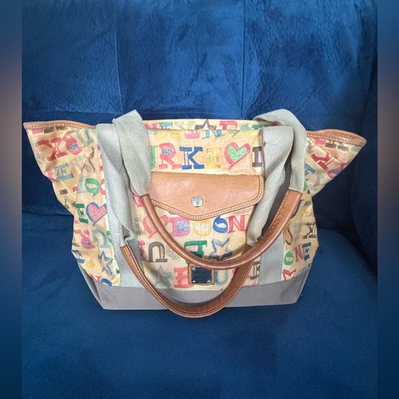 Vintage Y2K Dooney & Bourke Coated Rainbow Doodle Graffiti Handbag Purse Rare - Picture 10 of 16